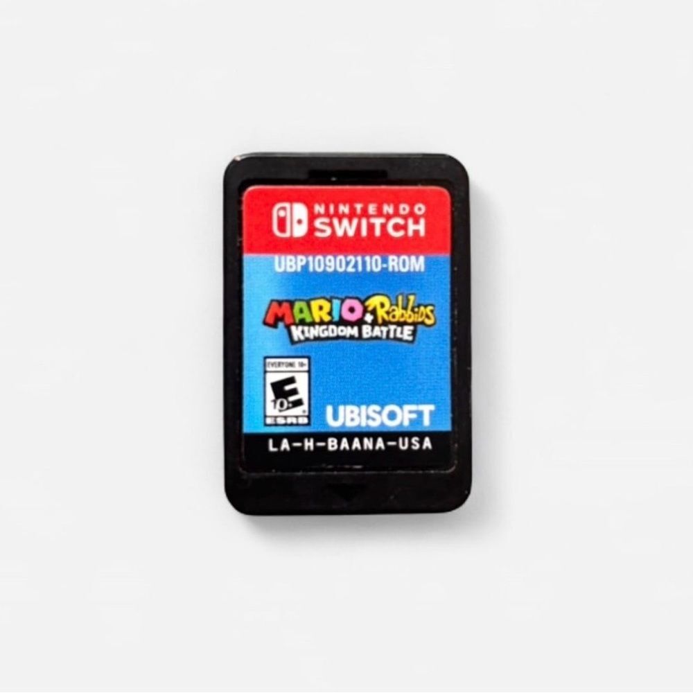 “Mario + Rabbids Kingdom Battle” Game cartridge for the Nintendo Switch.